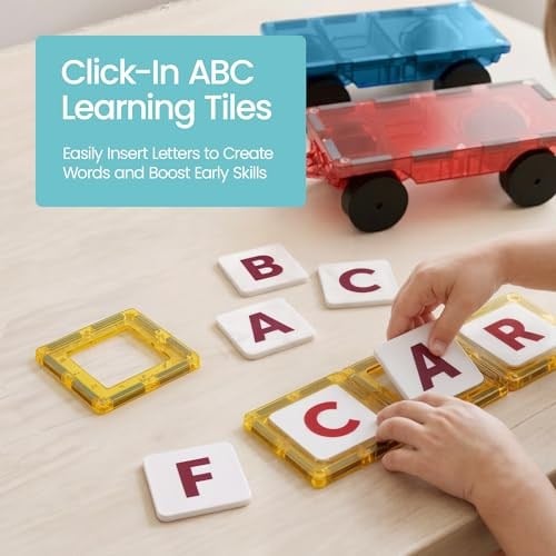 Playmags 100 Parça Manyetik Blok Set | 3+ Yaş Bebek ve Çocuklar için STEM Montessori Eğitim Seti | Okul Öncesi ve İlkokul Çocuklarına Uygun Oyuncak