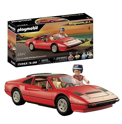 Playmobil Famous Cars 71343 Magnum, P.I. Ferrari 308 Gts Quattrovalvole, Süper Spor Araba, Araba Hayranları İçin Koleksiyon Parçası, Koleksiyoncular ve 5 Yaşından Büyük Çocuklar İçin Oyuncak