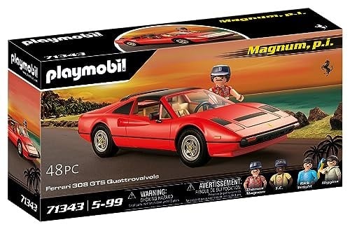 Playmobil Famous Cars 71343 Magnum, P.I. Ferrari 308 Gts Quattrovalvole, Süper Spor Araba, Araba Hayranları İçin Koleksiyon Parçası, Koleksiyoncular ve 5 Yaşından Büyük Çocuklar İçin Oyuncak