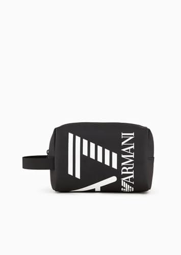 Pochette beauty case train uomo Emporio Armani EA7 siyah/beyaz logo UBS23EA01 245076 3R910 Piccola, Siyah, piccola
