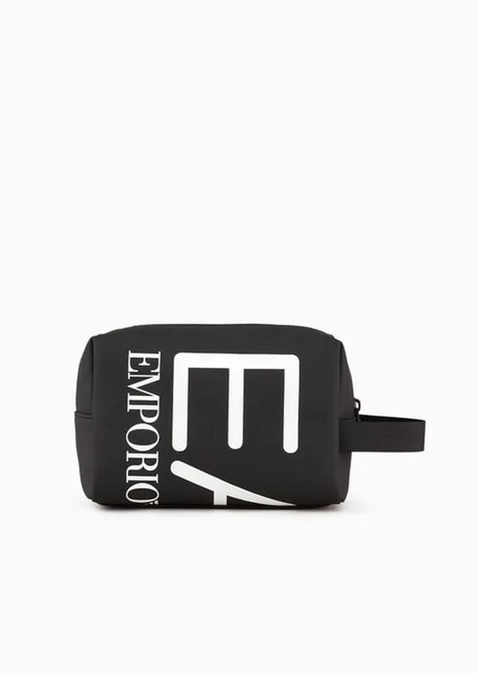 Pochette beauty case train uomo Emporio Armani EA7 siyah/beyaz logo UBS23EA01 245076 3R910 Piccola, Siyah, piccola