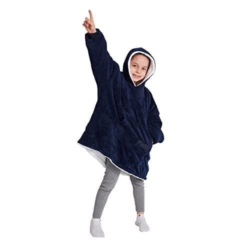 POFFY Çocuk Oversize Giyilebilir Battaniye TEK BEDEN ÇOK RAHAT 11 Yaş Altı Unisex Hoodie Peluş Kapüşonlu Sweatshirt