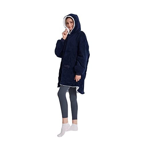 POFFY Oversize Giyilebilir Battaniye TEK BEDEN ÇOK RAHAT Unisex Hoodie Peluş Kapüşonlu Sweatshirt