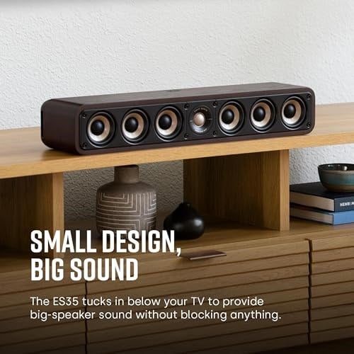 Polk Audio Signature Elite ES35 merkezi hoparlör, ince, yüksek çözünürlüklü merkezi hoparlör, Hi-Res sertifikalı, Dolby Atmos ve DTS:X uyumlu (adet), siyah