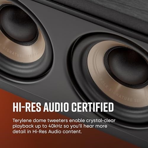 Polk Audio Signature Elite ES35 merkezi hoparlör, ince, yüksek çözünürlüklü merkezi hoparlör, Hi-Res sertifikalı, Dolby Atmos ve DTS:X uyumlu (adet), siyah