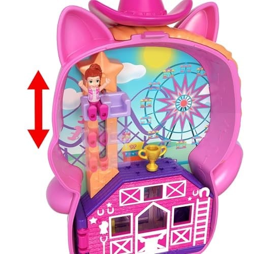 Polly Pocket Midilliyle Rodeo Heyecanı Mikro Oyun Seti, 4Y+, JCR39 | Taşınabilir seyahat oyuncağı, 1 mikro bebek, at, yem ve moda aksesuarı, JCR39
