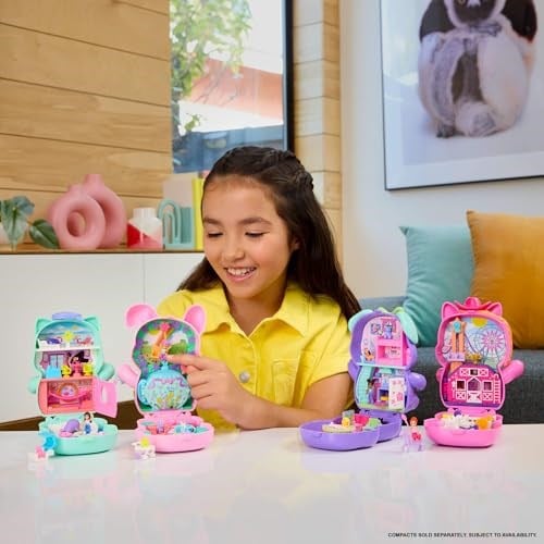 Polly Pocket Midilliyle Rodeo Heyecanı Mikro Oyun Seti, 4Y+, JCR39 | Taşınabilir seyahat oyuncağı, 1 mikro bebek, at, yem ve moda aksesuarı, JCR39