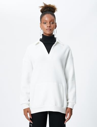 Polo Yaka Sweatshirt Kanguru Cep Detaylı Uzun Kollu