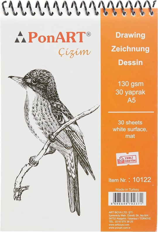 PonART Painting Blok Defter, 35x50cm, 15 Yaprak, Suluboya ve Guaj için - Seçenekler: Drawing&Painting 190gsm, Academy, Black Blok...