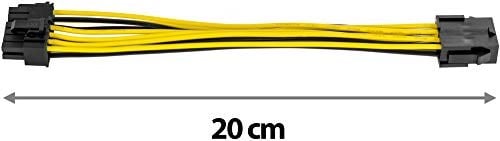 POPPSTAR CPU Kablosu 8 Pin - 8 (6+2) +4 Pin (Uzunluk 20 cm) Güç Kaynağı Uzatma Kablosu ATX 12V / EPS 12V