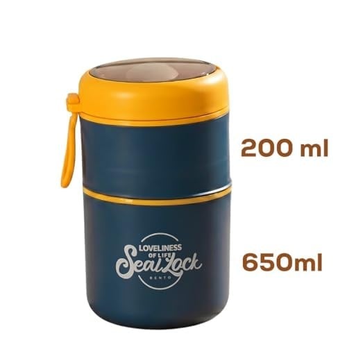 Porsima 66720 Yemek Termosu Çelik Yemek Termosu Lunch Box Taşınabilir Yemek Kabı Termos 710ML - Sarı
