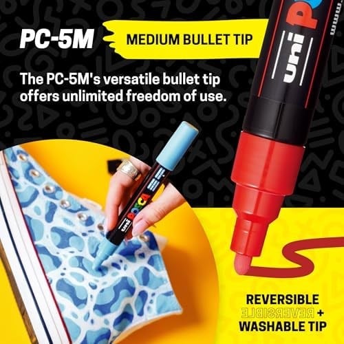 Posca Full Set 8 Akrilik Boya Kalemi Ters Çevrilebilir Orta Uçlu Kalem Uçları, Posca Kalemleri Kaya Boyama, Kumaş, Cam Boya, Metal Boya ve Grafiti için Akrilik Boya İşaretleyicileridir