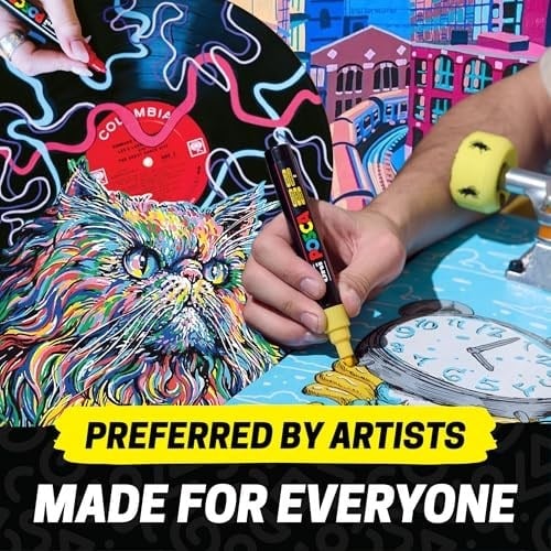 Posca Full Set 8 Akrilik Boya Kalemi Ters Çevrilebilir Orta Uçlu Kalem Uçları, Posca Kalemleri Kaya Boyama, Kumaş, Cam Boya, Metal Boya ve Grafiti için Akrilik Boya İşaretleyicileridir