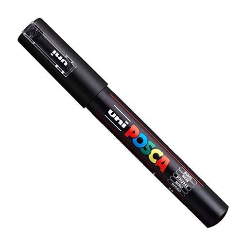 Posca PC-1M Boya Sanatı Markör Kalemleri - Kumaş Cam Metal Kalem - Siyah + Beyaz (Her Birinden 1 adet)