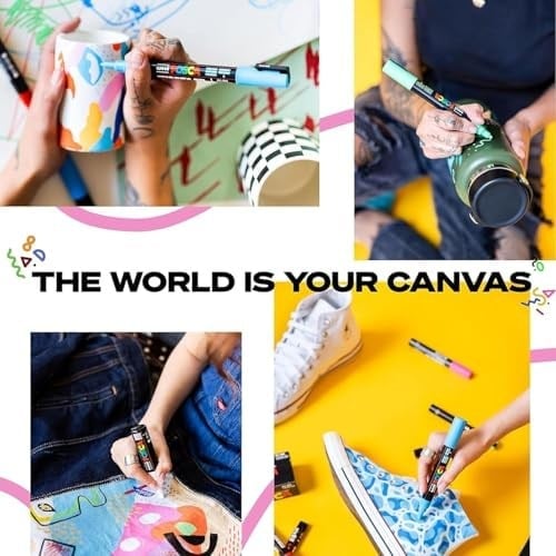 POSCA Siyah & Beyaz Kurşun Ucu - 6 Kalem Seti (PC-5M, PC-7M, PC-3M)