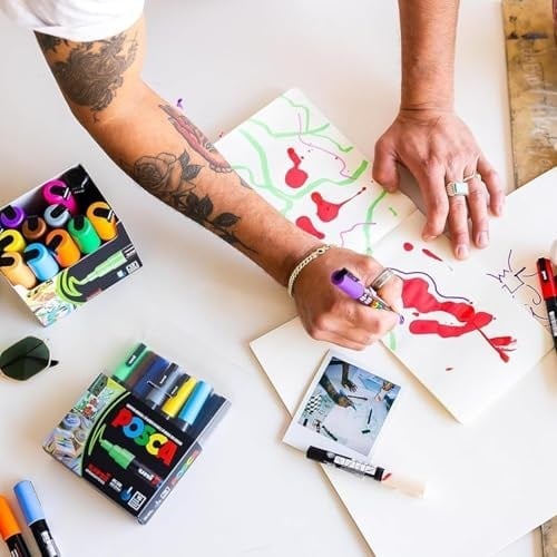 POSCA Siyah & Beyaz Kurşun Ucu - 6 Kalem Seti (PC-5M, PC-7M, PC-3M)