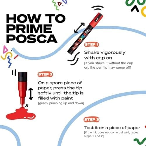 POSCA Siyah & Beyaz Kurşun Ucu - 6 Kalem Seti (PC-5M, PC-7M, PC-3M)
