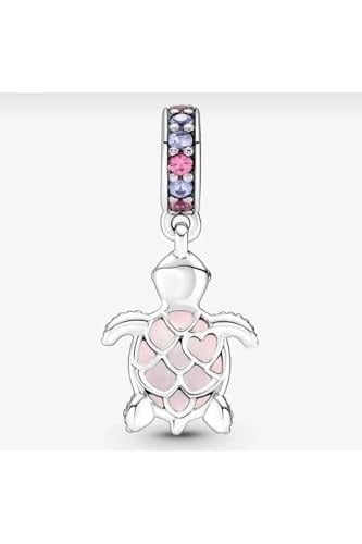 POSEİDONS JEWELLERY (497) Murano Camlı Pembe Deniz Kaplumbağası Sallantılı Charm Pembe Tek Ebat