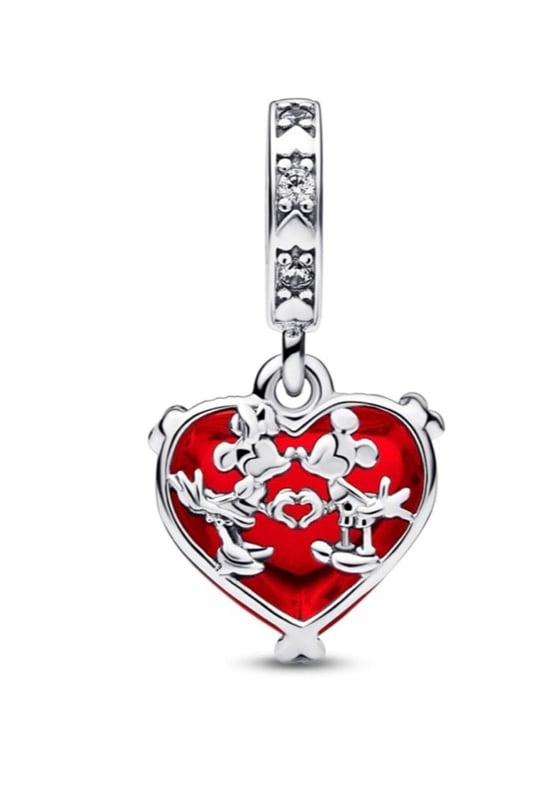 POSEİDONS JEWELLERY (683) & Minnie Mouse Öpücük Kırmızı Murano Cam Sallantılı Charm Kırmızı Tek Ebat