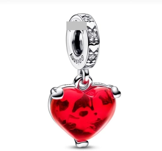 POSEİDONS JEWELLERY (683) & Minnie Mouse Öpücük Kırmızı Murano Cam Sallantılı Charm Kırmızı Tek Ebat