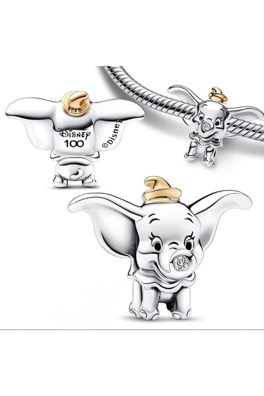POSEİDONS JEWELLERY Disney 100. Yıla Özel Tasarım Dumbo Charm Gold gümüş Tek Ebat