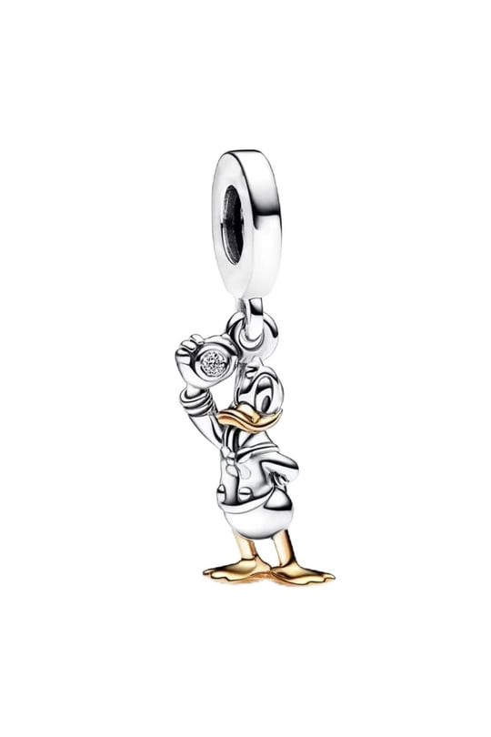 POSEİDONS JEWELLERY DISNEY, 100. YILDÖNÜMÜ DONALD DUCK DANGLE CHARM Gümüş Tek Ebat