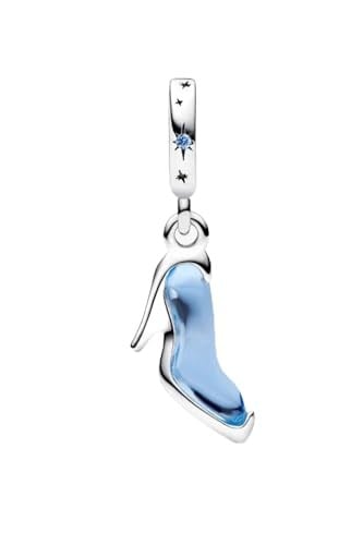 POSEİDONS JEWELLERY Disney Kül Kedisi Sinderella’nın Cam Ayakkabısı Sallantılı Charm Mavi Tek Ebat