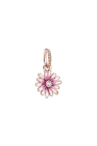 POSEİDONS JEWELLERY Gümüş Pembe Papatya Sallantılı Charm Pembe Tek Ebat