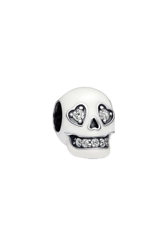 POSEİDONS JEWELLERY Işıltılı Kuru Kafa Charm Beyaz Tek Ebat