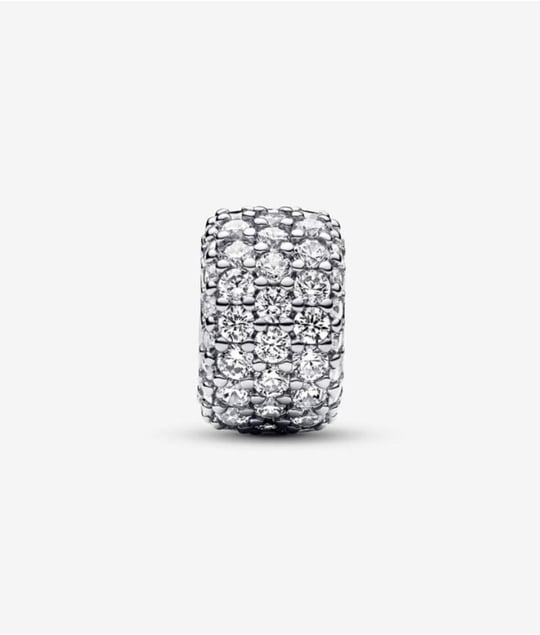 POSEİDONS JEWELLERY Işıltılı Pavé Üç Sıralı Charm Gümüş Tek Ebat