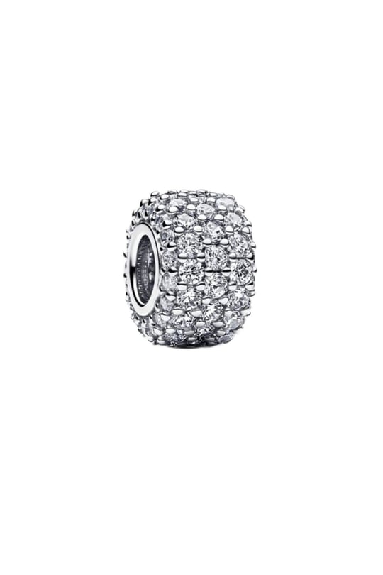 POSEİDONS JEWELLERY Işıltılı Pavé Üç Sıralı Charm Gümüş Tek Ebat