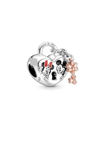 POSEİDONS JEWELLERY Mickey Mouse Ve Minnie Kilit Charm gümüş Tek Ebat