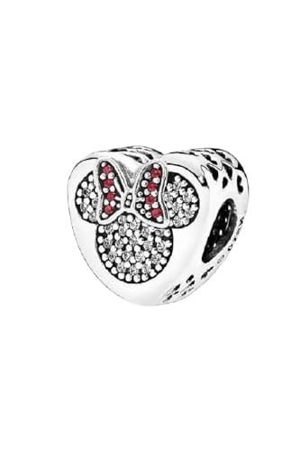 POSEİDONS JEWELLERY Minnie Mouse Kalp Zirkon Taş Model Charm Gümüş Tek Ebat