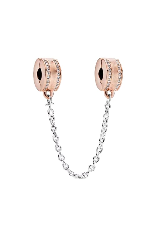 POSEİDONS JEWELLERY Rose Logolu Güvenlik Zinciri Klips Charm Rose Tek Ebat
