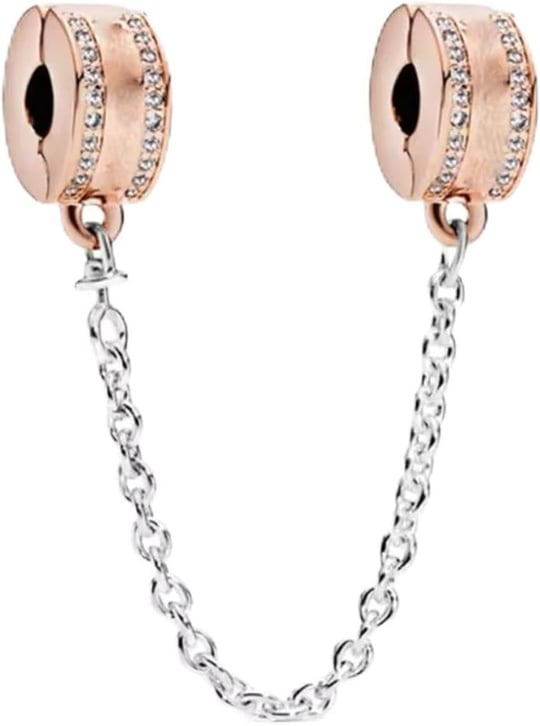 POSEİDONS JEWELLERY Rose Logolu Güvenlik Zinciri Klips Charm Rose Tek Ebat
