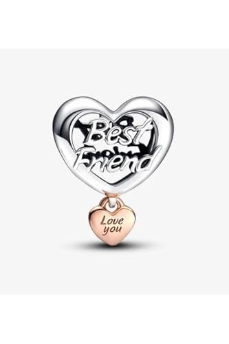 POSEİDONS JEWELLERY Seni Seviyorum En İyi Arkadaşım Kalp Charm Gümüş Tek Ebat