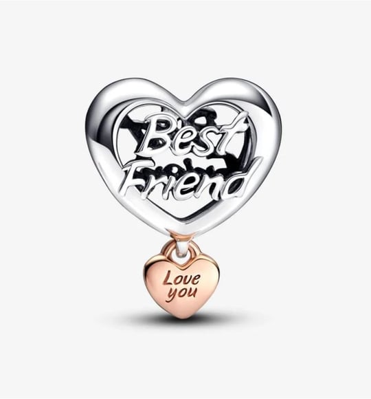 POSEİDONS JEWELLERY Seni Seviyorum En İyi Arkadaşım Kalp Charm Gümüş Tek Ebat