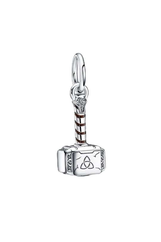 POSEİDONS JEWELLERY Thor’s Hammer Sallantılı Charm Gümüş Tek Ebat