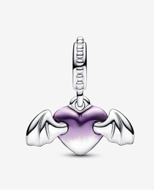 POSEİDONS JEWELLERY Vampir Kanatlı Kalp Sallantılı Charm Mor Tek Ebat