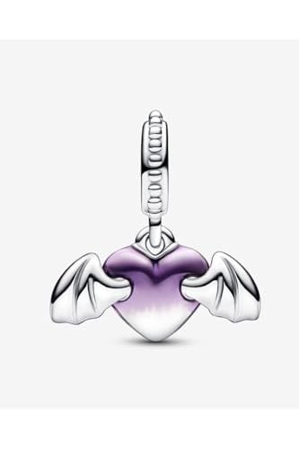 POSEİDONS JEWELLERY Vampir Kanatlı Kalp Sallantılı Charm Mor Tek Ebat