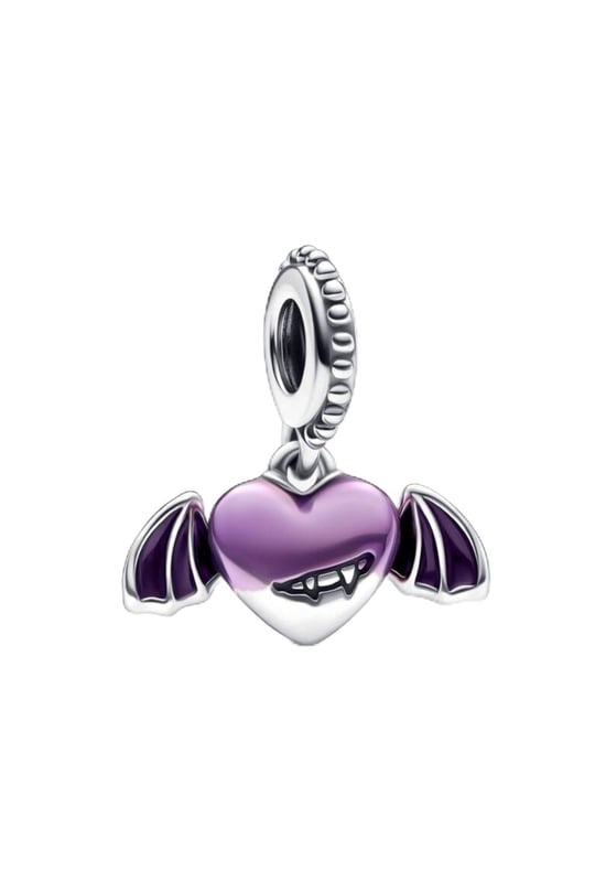 POSEİDONS JEWELLERY Vampir Kanatlı Kalp Sallantılı Charm Mor Tek Ebat