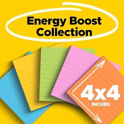 Post-It s per Sticky Notes, 4 x 4, Rio de Janeiro Collection, Lined, 6 PADS/PACK Mavi, Turuncu, Pembe, Sar 90 yaprak Pouch kendinden yap kanl