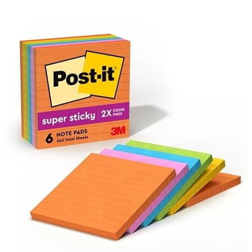 Post-It s per Sticky Notes, 4 x 4, Rio de Janeiro Collection, Lined, 6 PADS/PACK Mavi, Turuncu, Pembe, Sar 90 yaprak Pouch kendinden yap kanl