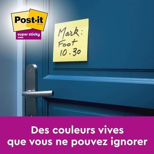 Post-it Super Sticky Notes kanarya sarısı, 6 bloklu paket, blok başına 90 yaprak, 76 mm x 76 mm, Renk: Sarı - Notlar, yapılacaklar listeleri ve hatıralar için ekstra güçlü yapışkan not kağıdı