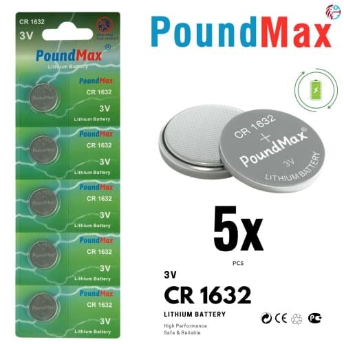 PoundMax 5 adet CR1632(DL1632) 3V Düğme Pil (Akıllı ev aletleri,araba anahtarları,terazi,uzaktan kumanda,bilgisayar anakartları için