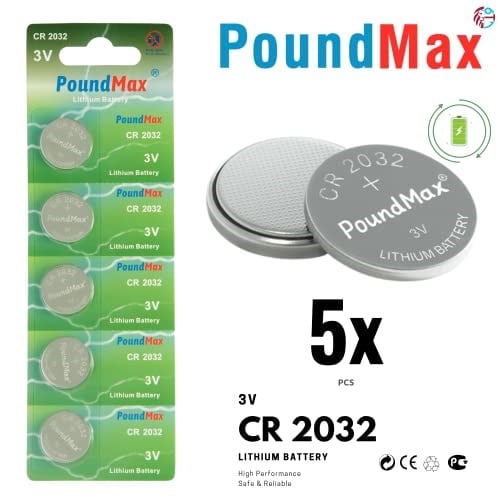 PoundMax 5 adet CR2032,DL2032 3V Lityum Düğme Pil,AirTag,Araba Anahtarlık,uzak kumandalı araba,terazi ve tıbbi cihazlar ile uyumlu