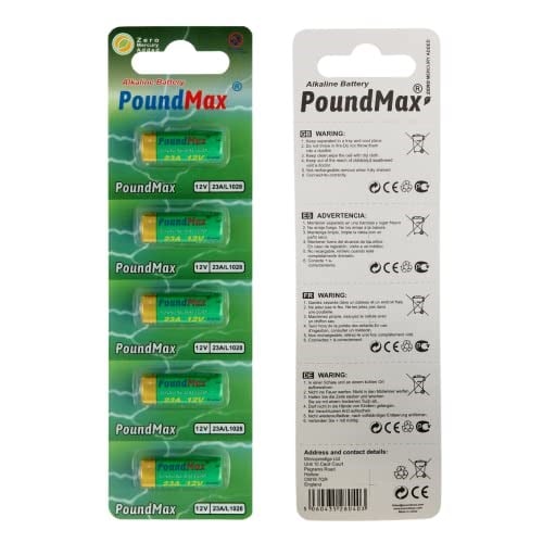 PoundMax Alkalin güvenlik pilleri, 23AE/A23/LRV08/MN21, 12 V, 5 adet