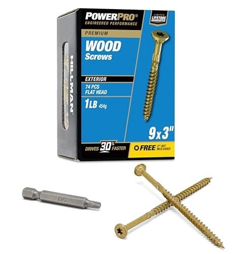 Power Pro 48600 Ahşap Vidalar, 9 x 3 inç, Premium Dış Mekan Güverte Vidaları, Paslanmaya Dayanıklı, Epoksi Kaplı Bronz, 1 lb Kutu, 83 Adet