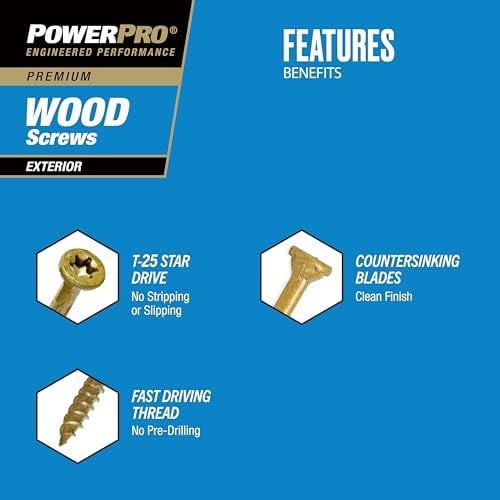 Power Pro 48600 Ahşap Vidalar, 9 x 3 inç, Premium Dış Mekan Güverte Vidaları, Paslanmaya Dayanıklı, Epoksi Kaplı Bronz, 1 lb Kutu, 83 Adet