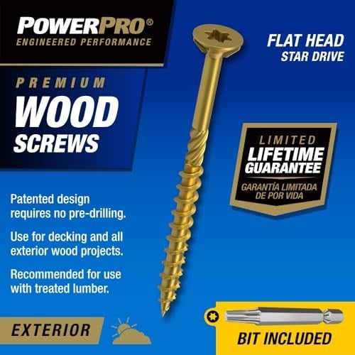 Power Pro 48600 Ahşap Vidalar, 9 x 3 inç, Premium Dış Mekan Güverte Vidaları, Paslanmaya Dayanıklı, Epoksi Kaplı Bronz, 1 lb Kutu, 83 Adet